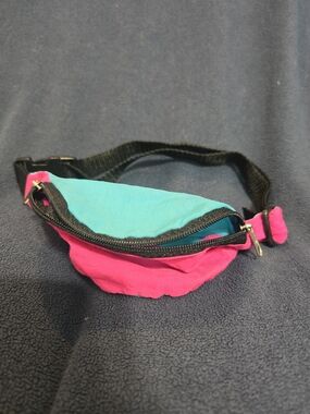 Vintage 1990s Neon Pink Teal Kids Fanny Pack Land N Sea